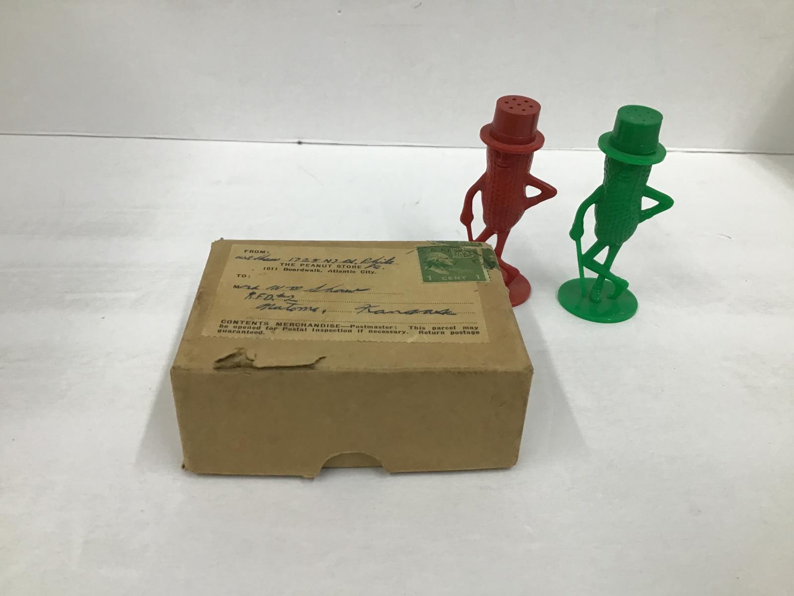 planters peanut box Mr Peanut Planters Salt & Pepper Shaker Green Red Original Box & Packa – King of All Deals