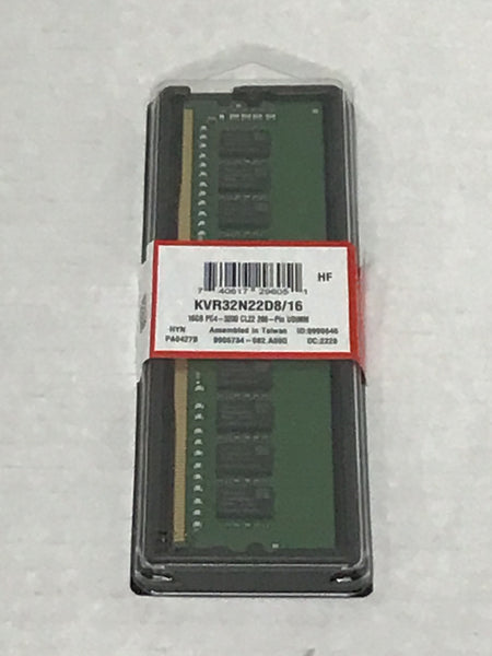 Kingston Memory 16GB 3200MHZ DDR4 Non-ECC CL22 1.2V DIMM KVR32N22D8/16