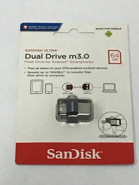 SanDisk Ultra 64GB Micro USB Dual Drive m3.0 Thumb Flash Drive SDDD3-064G-A46