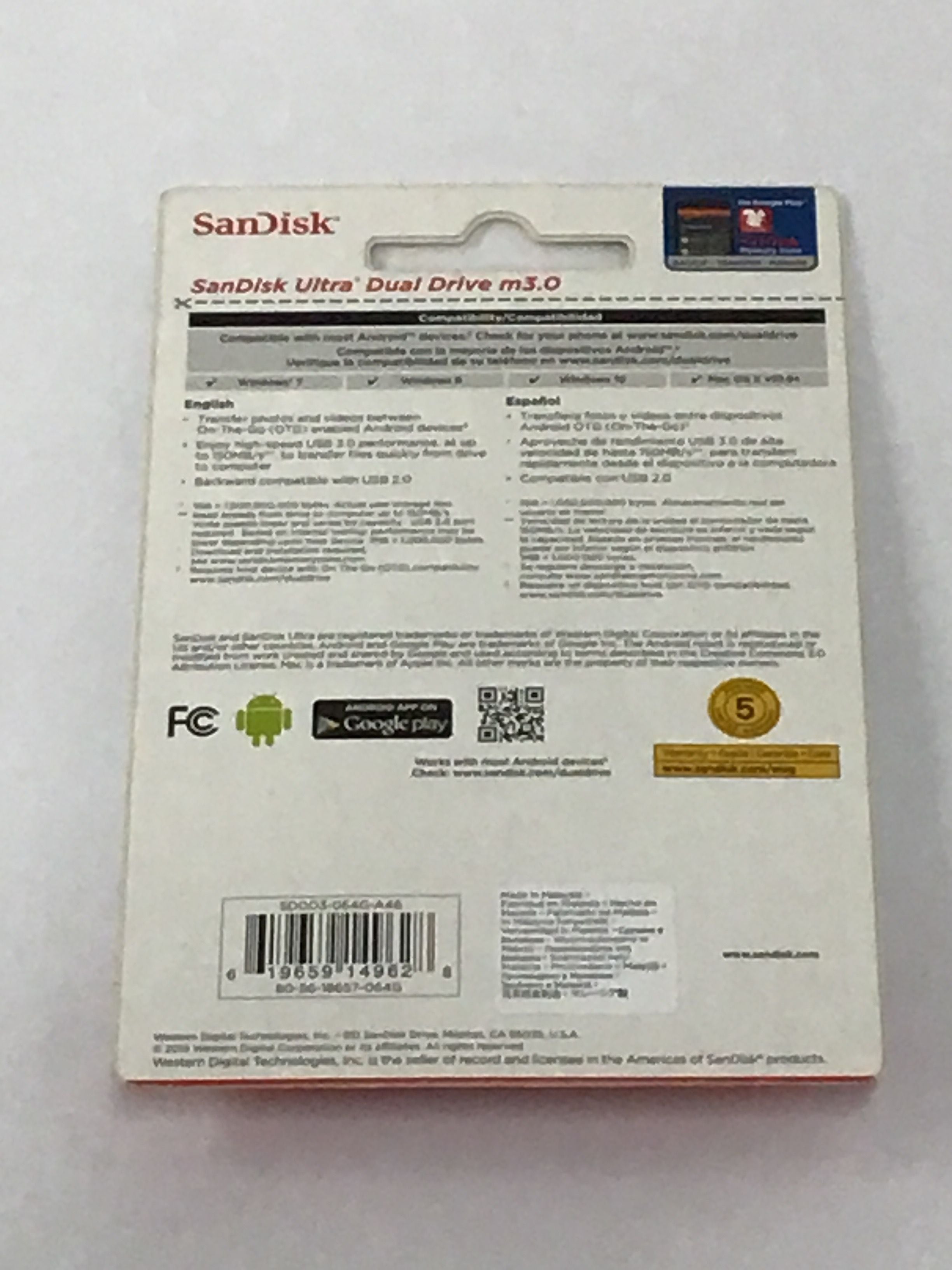 SanDisk Ultra 64GB Micro USB Dual Drive m3.0 Thumb Flash Drive SDDD3-064G-A46