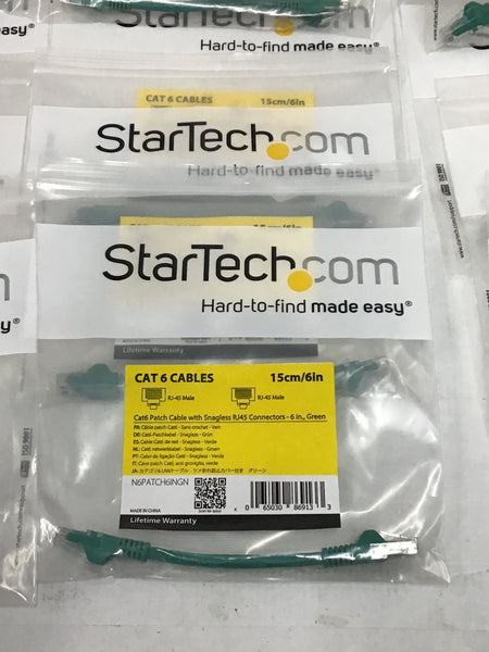 Lot of 42 Startech 6" Green Snagless Cat6 Patch Cable Ethernet N6PATCH6INGN