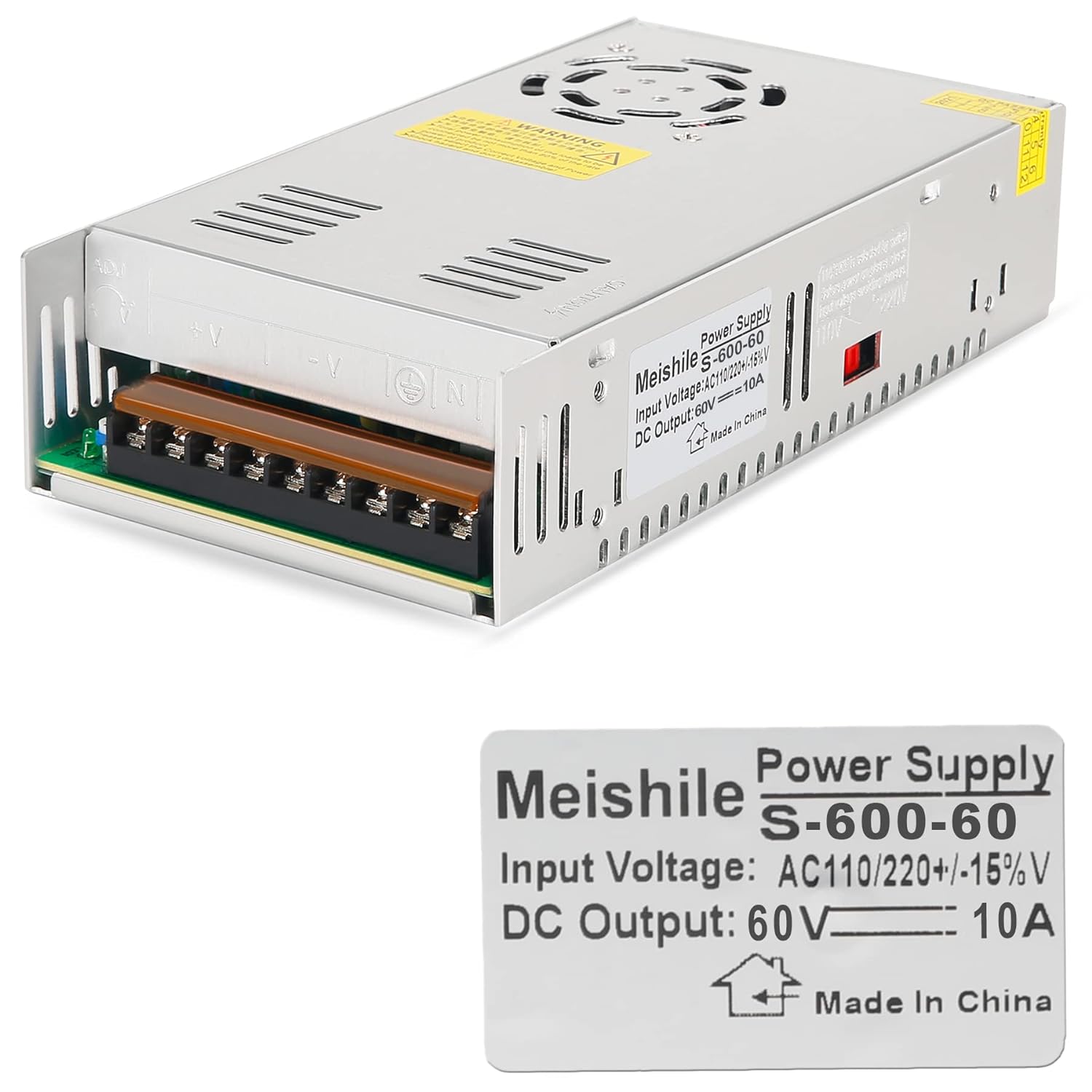 Meishile 600W 60V 10A DC Switching Power Supply PSU 110V/220V  S-600-60