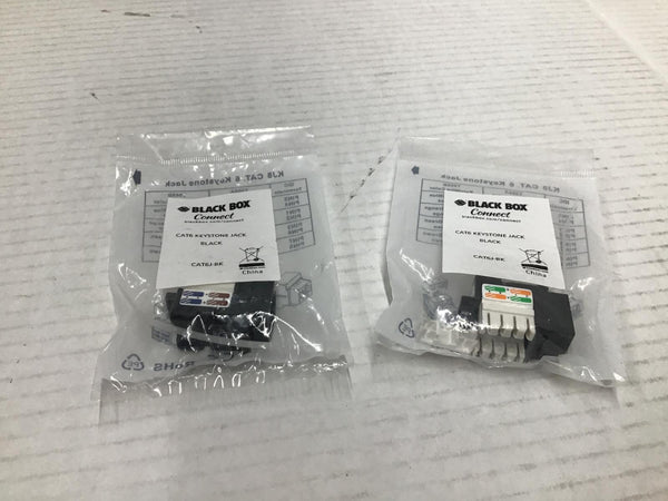 Black Box CAT6 Keystone Jack - Unshielded, RJ45, Black - 2 Pack CAT6J-BK-2PAK