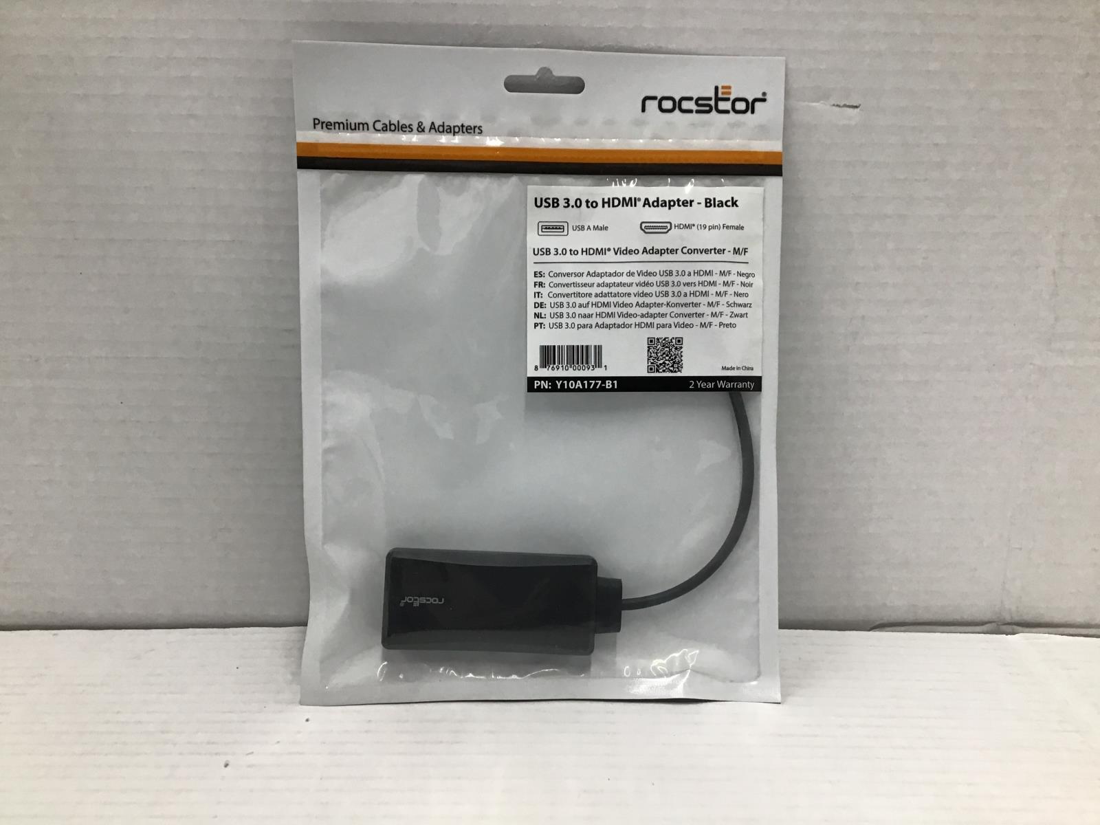 Rocstor USB-A to HDMI Video Graphics Adapter – HD – USB3.0 - Black Y10A177-B1