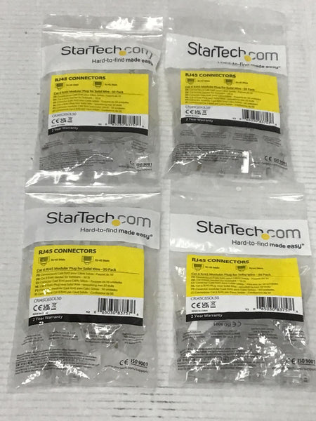 Lot of 4 StarTech Cat 6 RJ45 Modular Plug Solid Wire 50 pk (200) CRJ45C6SOL50