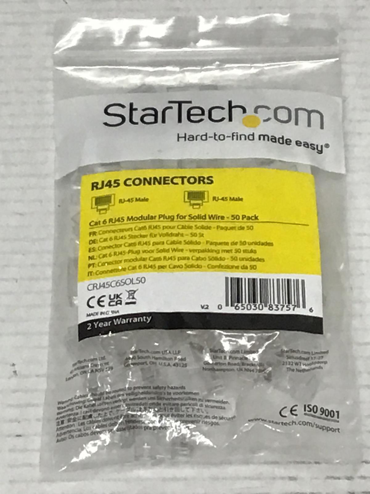 Lot of 4 StarTech Cat 6 RJ45 Modular Plug Solid Wire 50 pk (200) CRJ45C6SOL50